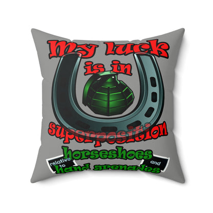 my luck - Faux Suede Square Pillow - (grey)