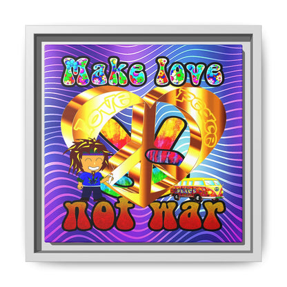 love peace - framed canvas art (purple wave)