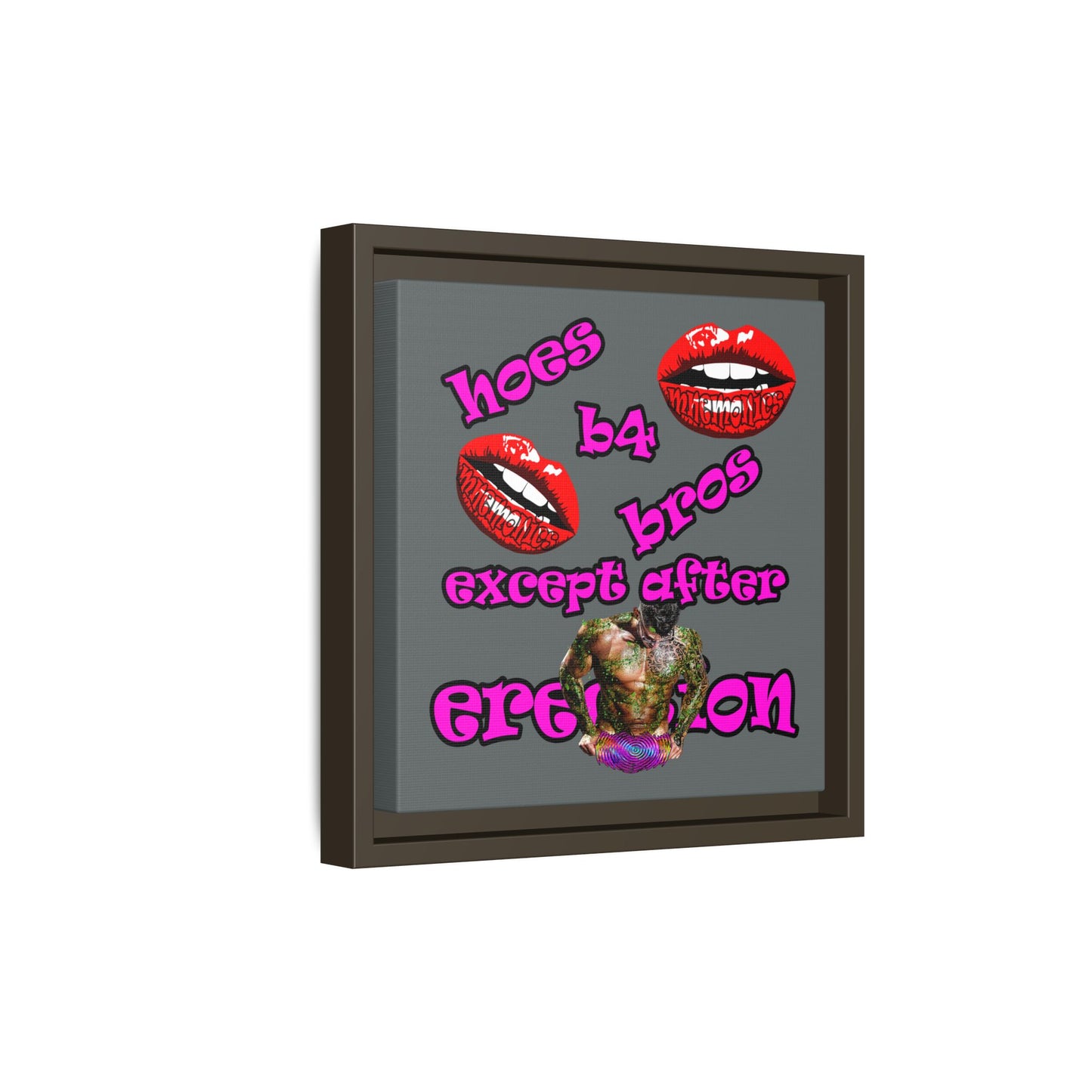 hoes b4 bros - framed canvas art (dark grey)