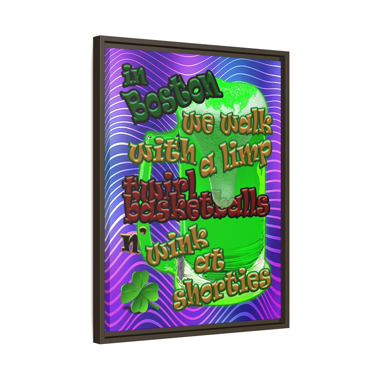 celtics logo - framed canvas art (purple wave)