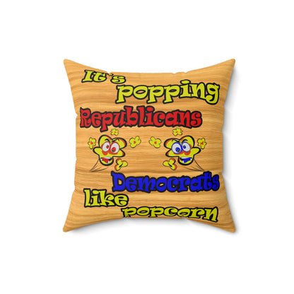 popping like popcorn - Spun Polyester Square Pillow - (butterscotch wood finish)