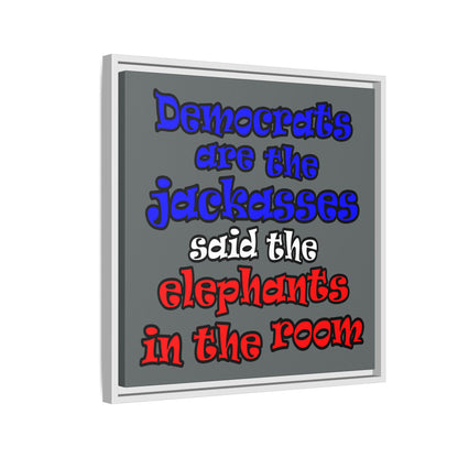 donkeys and elephants - framed canvas art (dark grey)