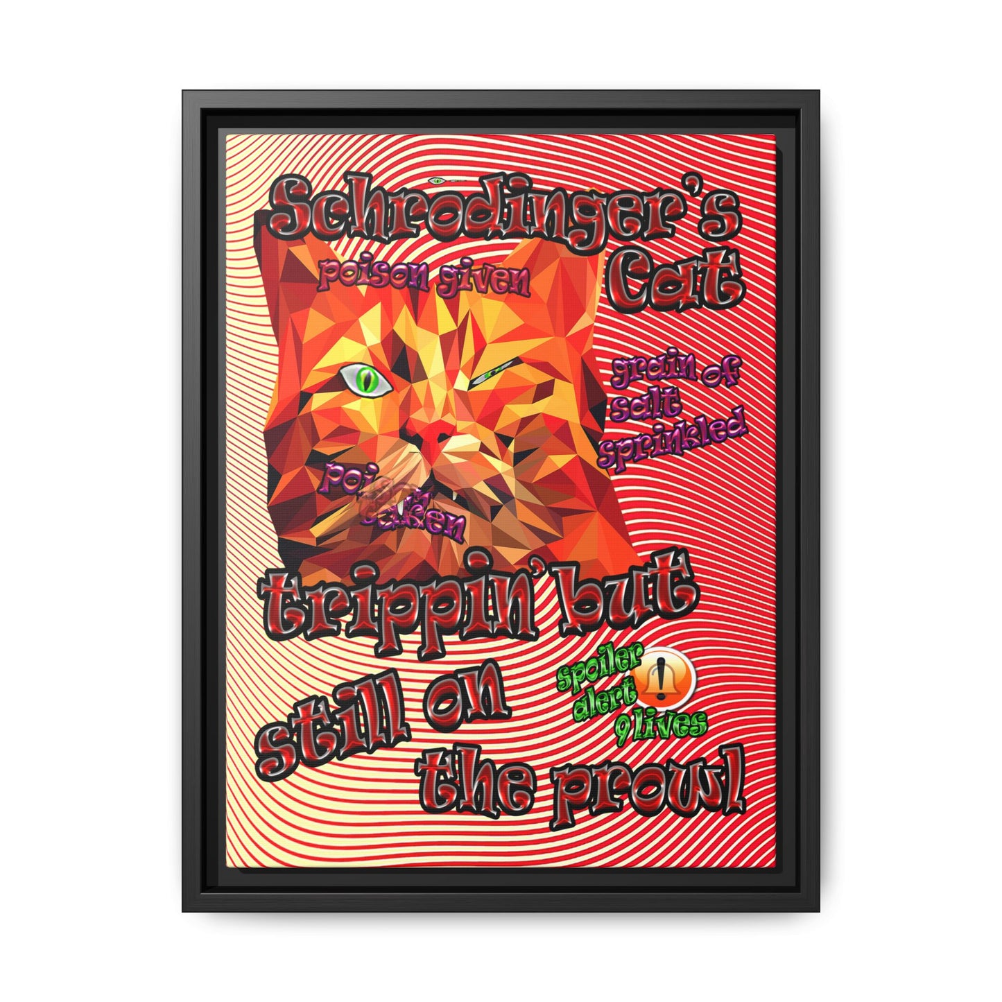 schrodinger's cat - framed canvas art (yellow-orange wave)