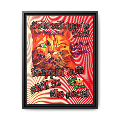 schrodinger's cat - framed canvas art (yellow-orange wave)