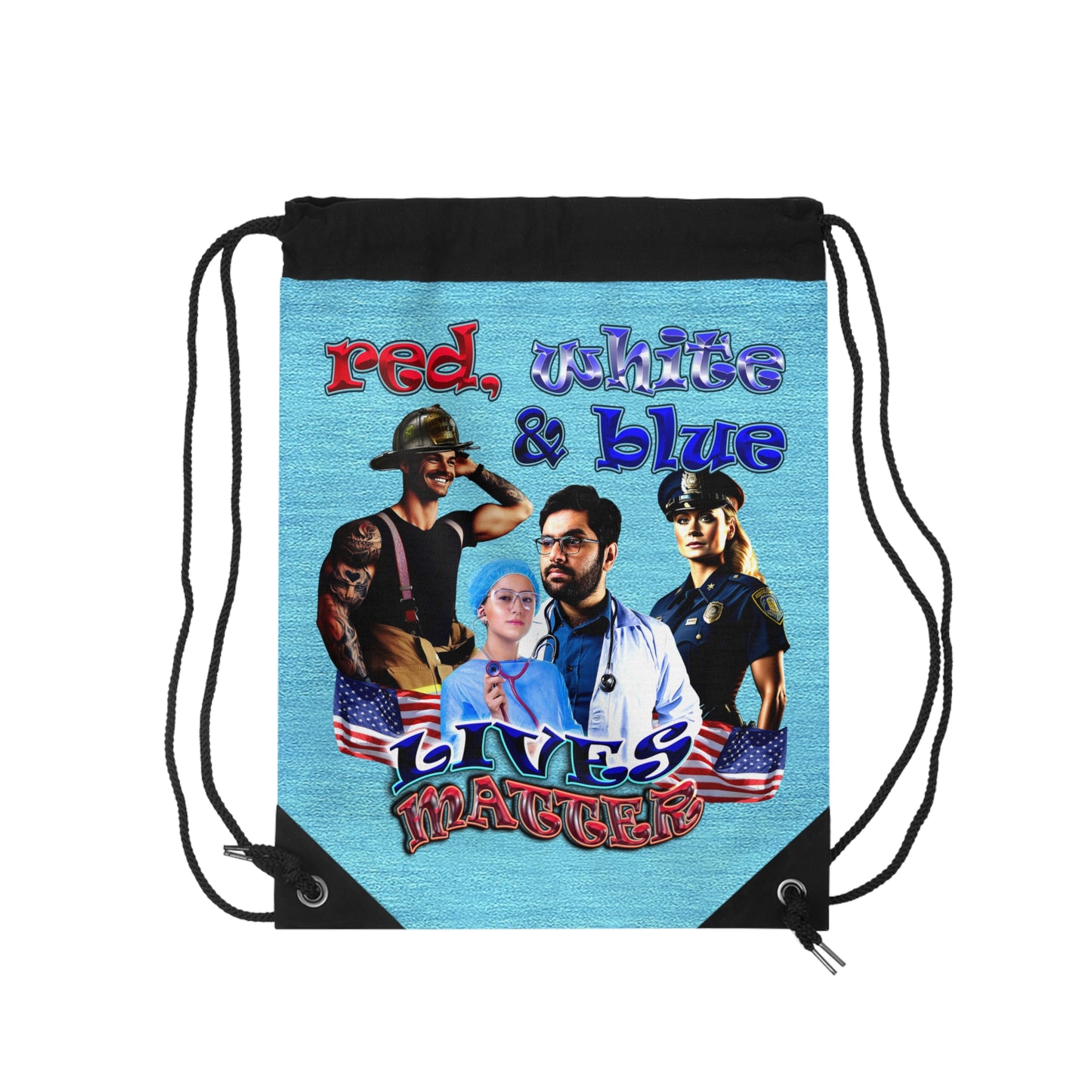 rw&b lives matter - Drawstring Bag (faded blue)