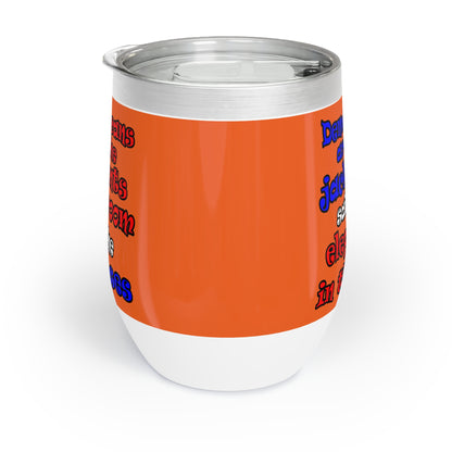 donkeys and elephants - Chill Wine Tumbler (orange)