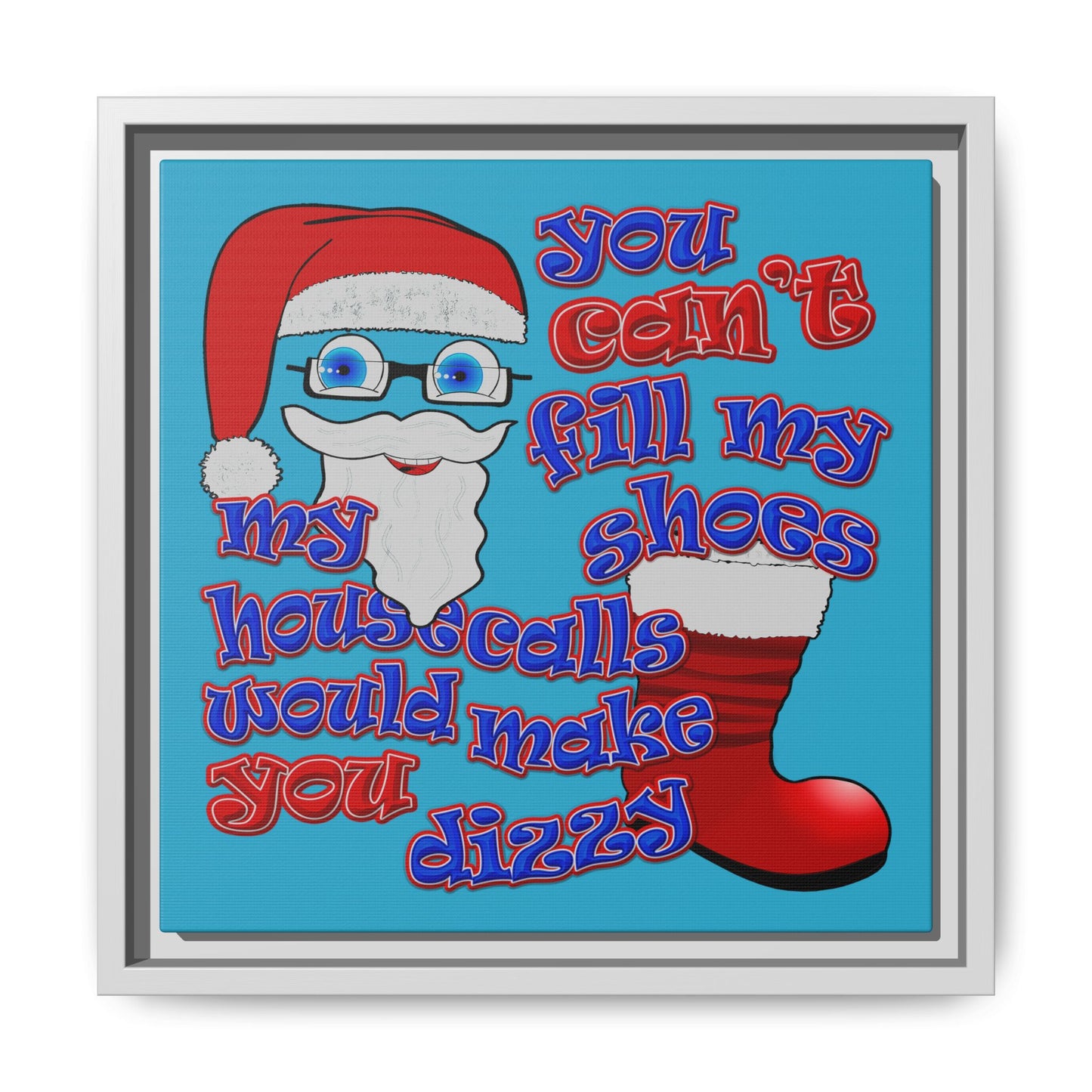 santa's shoes - framed canvas art (turquoise)