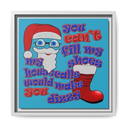 santa's shoes - framed canvas art (turquoise)