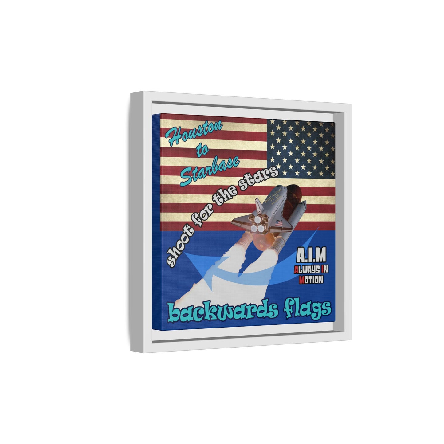 shoot for the stars - framed canvas art (dark blue)