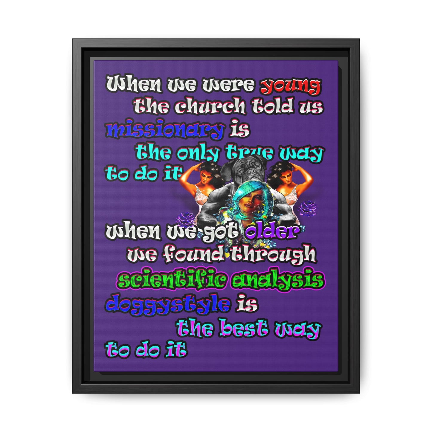 doggystyle - framed canvas art (purple)