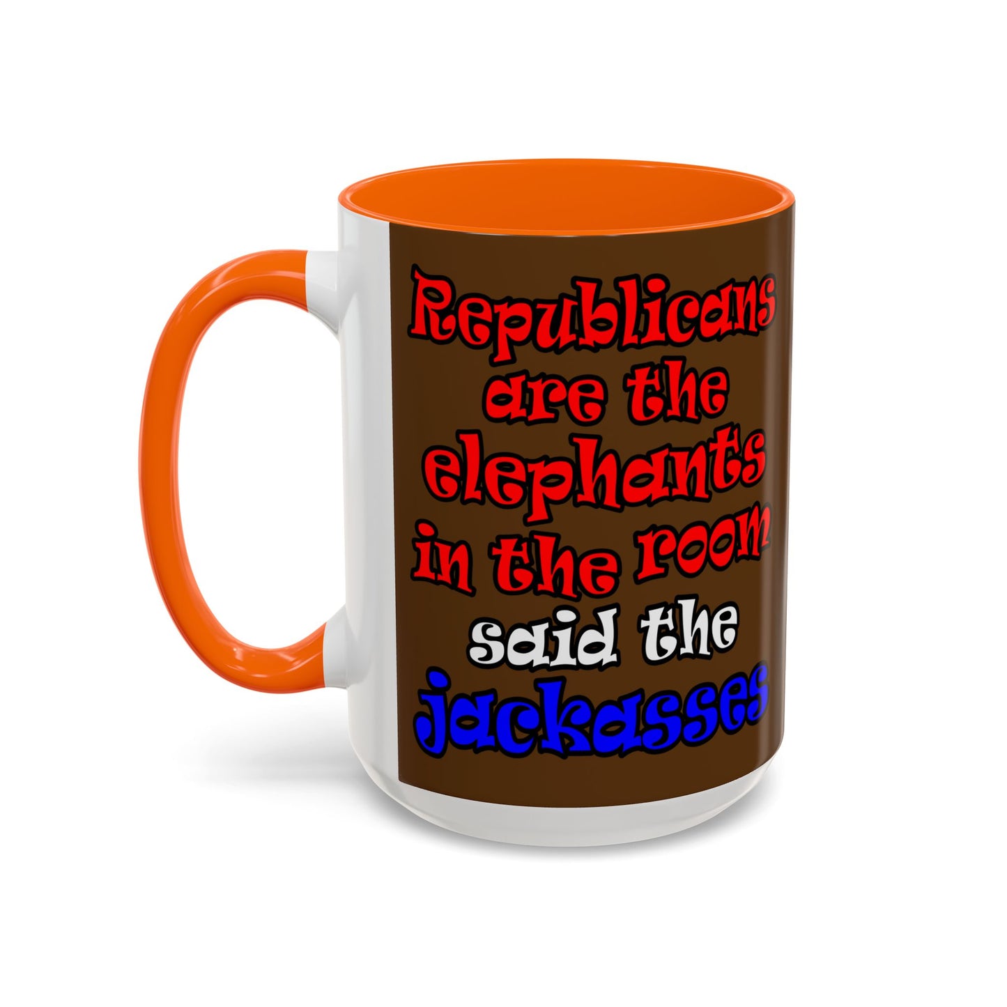 donkeys and elephants - Accent Mug (brown)