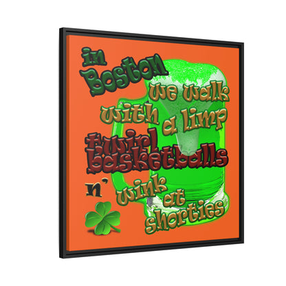 celtics logo - framed canvas art (orange)