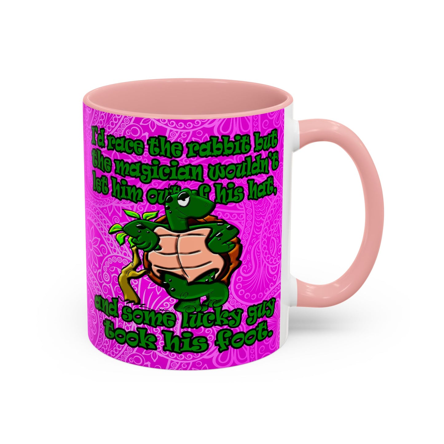 turtle race - Accent Mug (pink swirl)
