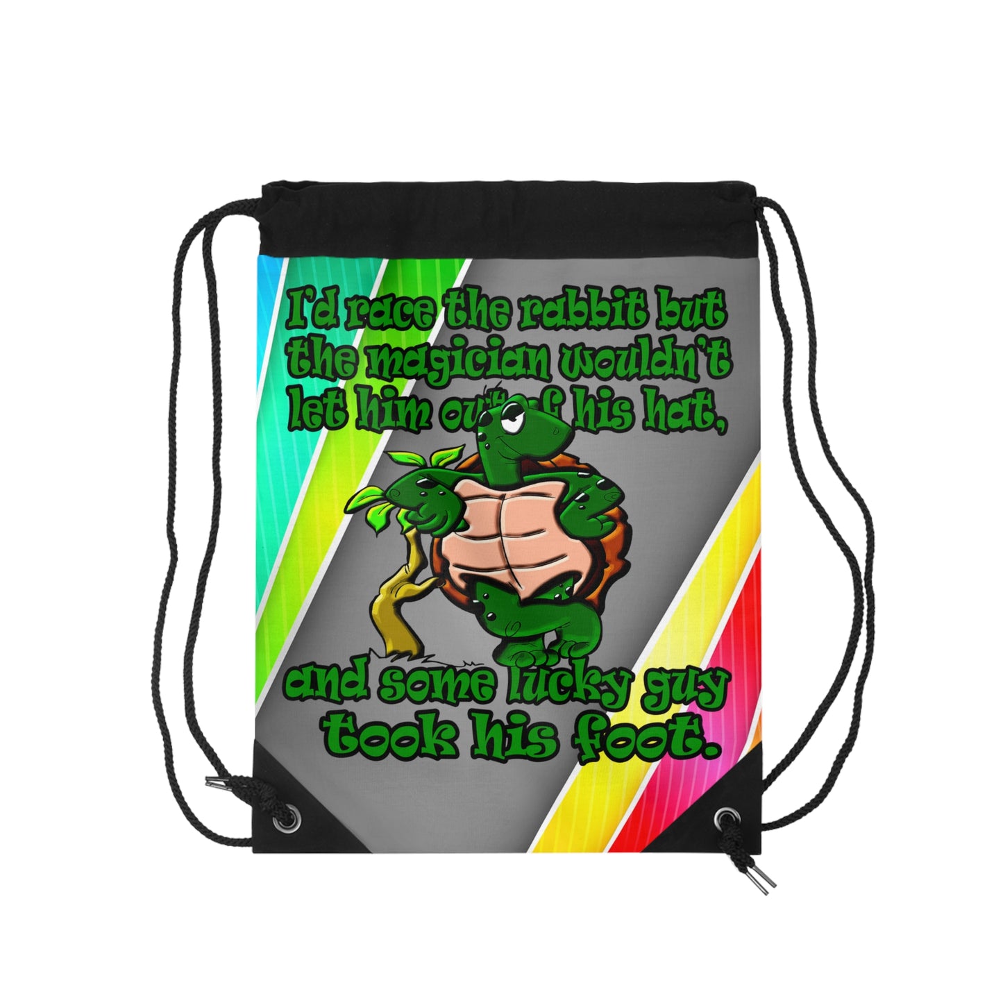 turtle race - Drawstring Bag (rainbow split)