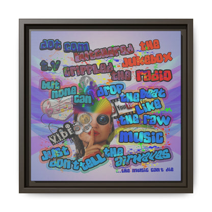drop the beat - framed canvas art (light blue-pink wave)