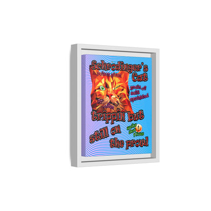 schrodinger's cat - framed canvas art (light blue-purple wave)