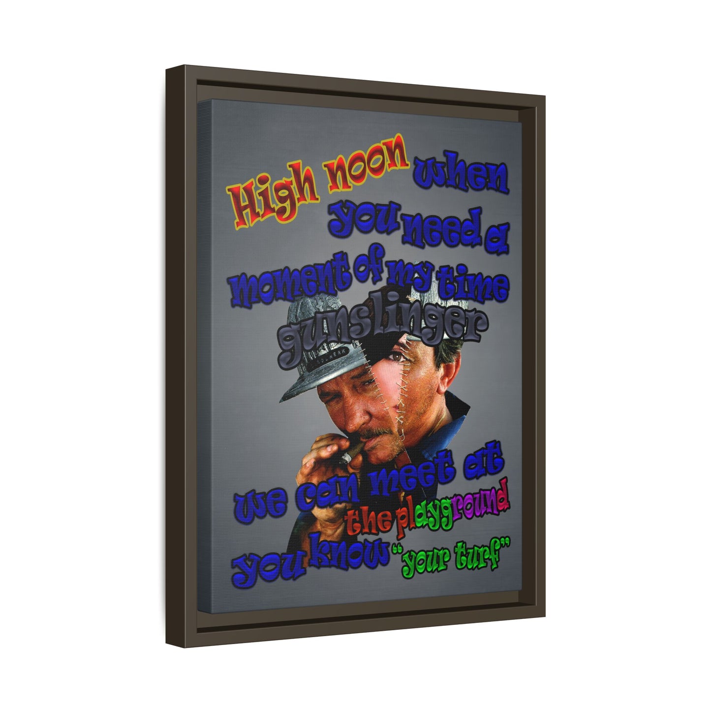 high noon - framed canvas art (grey-light grey)