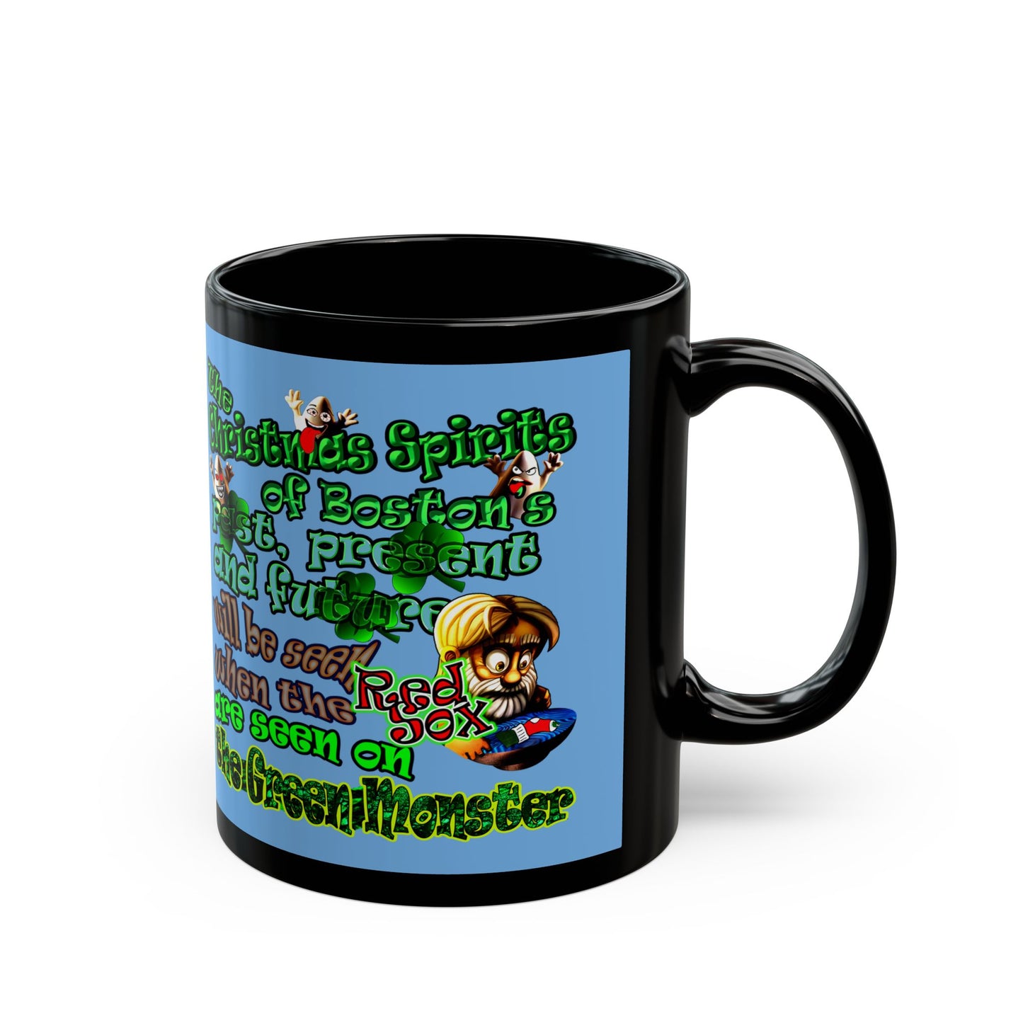christmas spirits of boston - Black Mug (light blue)