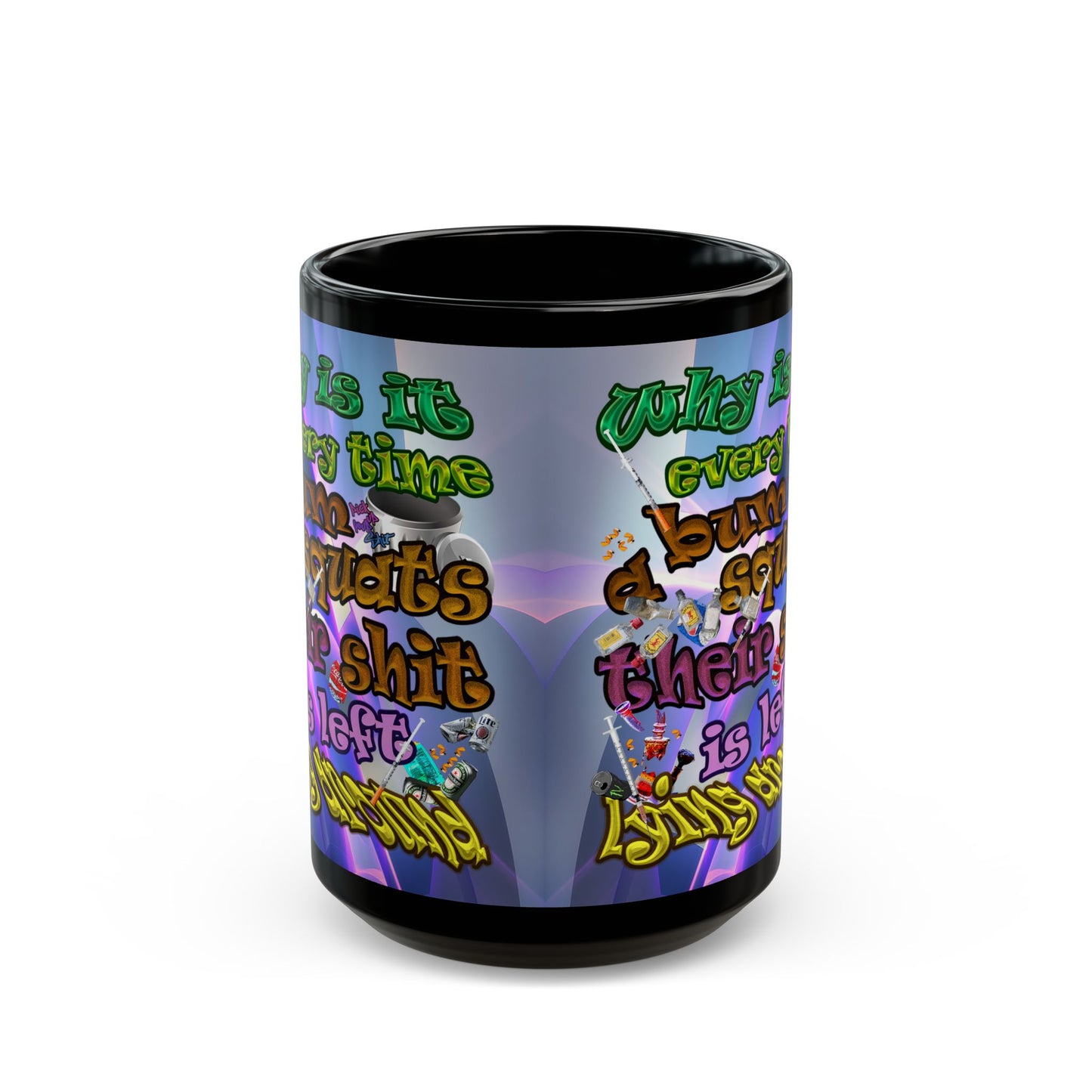 the bum's shit - Black Mug (grey-pink wave)