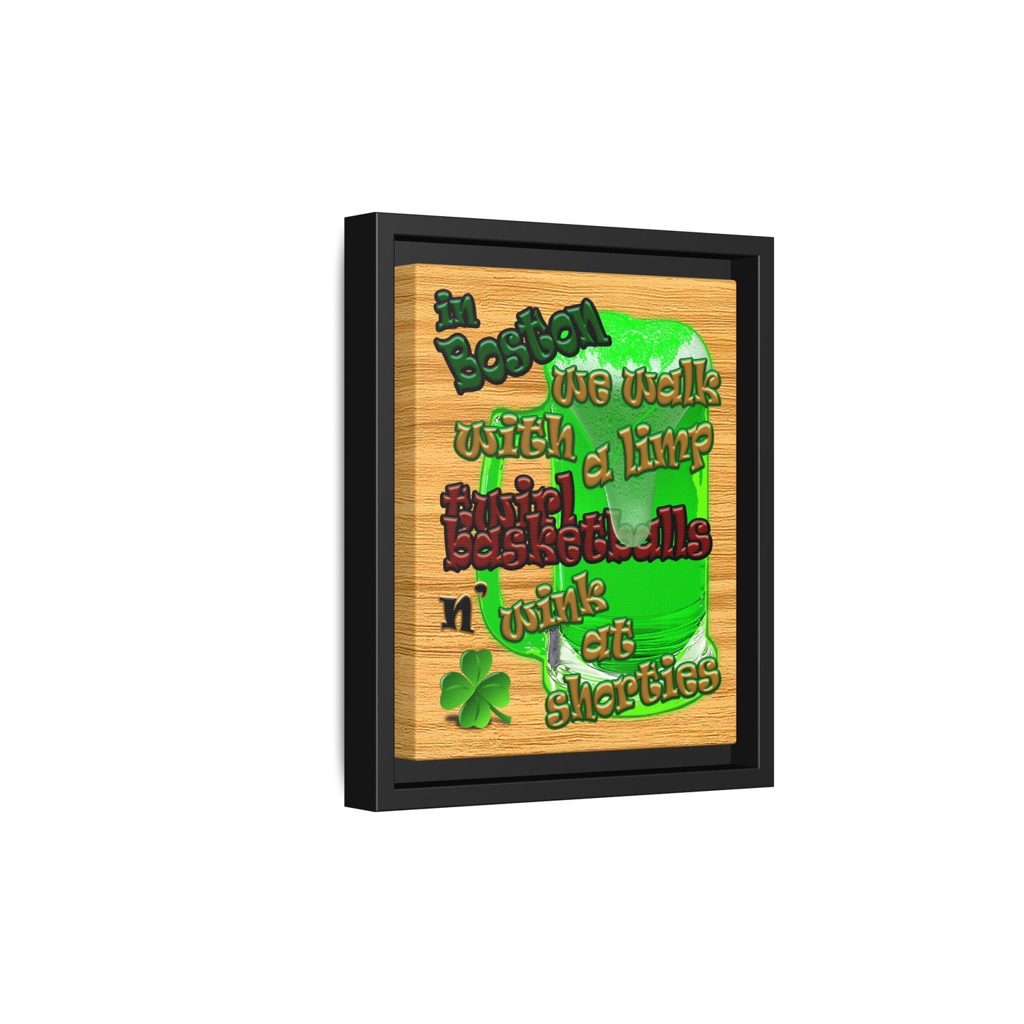 celtics logo - framed canvas art (butterscotch wood finish)