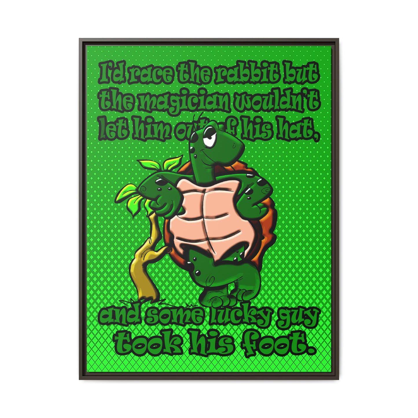 turtle race - framed canvas art (logo green)