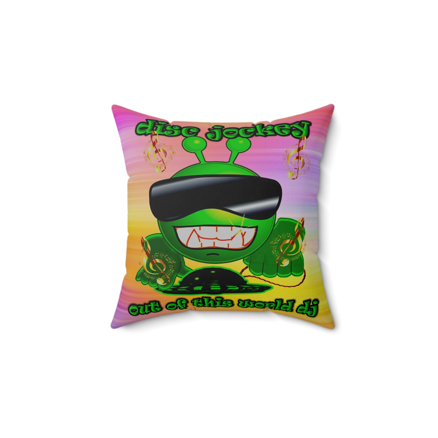 disc jockey - Spun Polyester Square Pillow - (color blur)