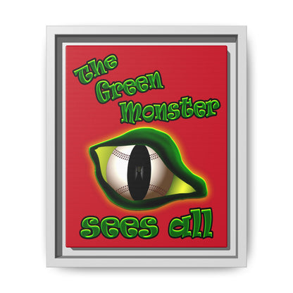 green monster - framed canvas art (dark red)