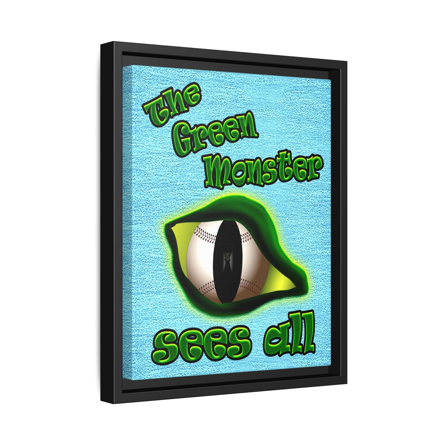green monster - framed canvas art (faded blue)