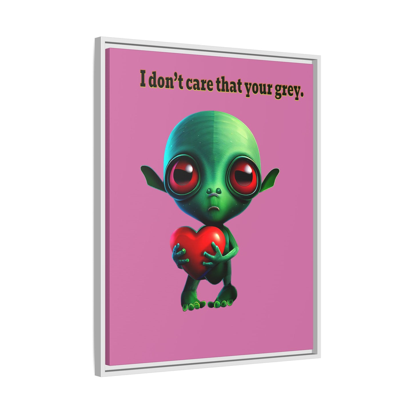 I don't care that your grey - framed canvas art (light pink)
