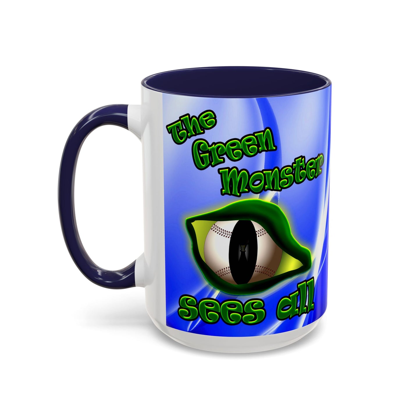 green monster - Accent Mug (blue-white wave)