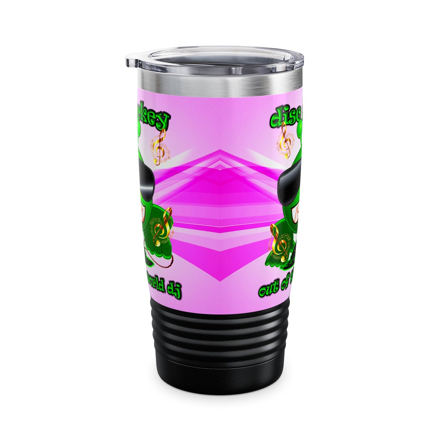 disc jockey - Ringneck Tumbler, 20oz (light blue-pink wave)