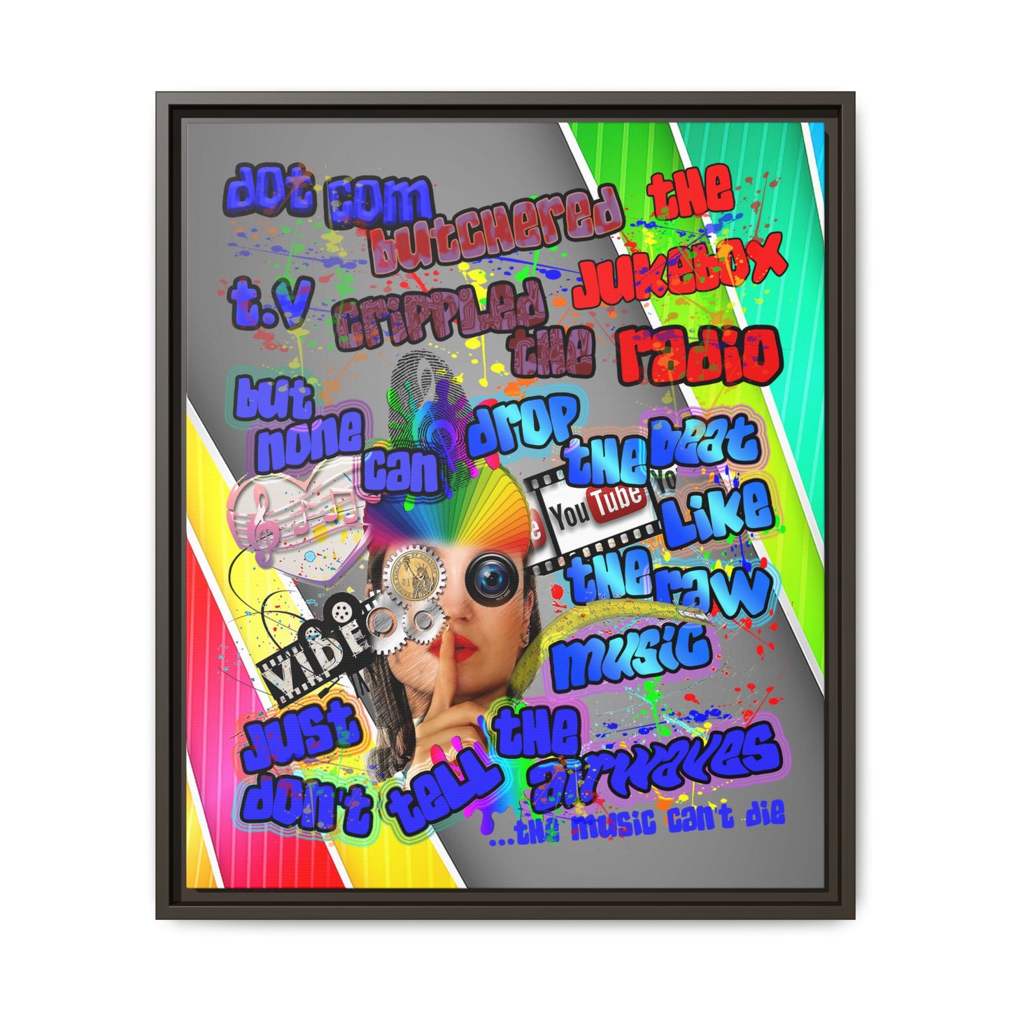 drop the beat - framed canvas art (rainbow split)