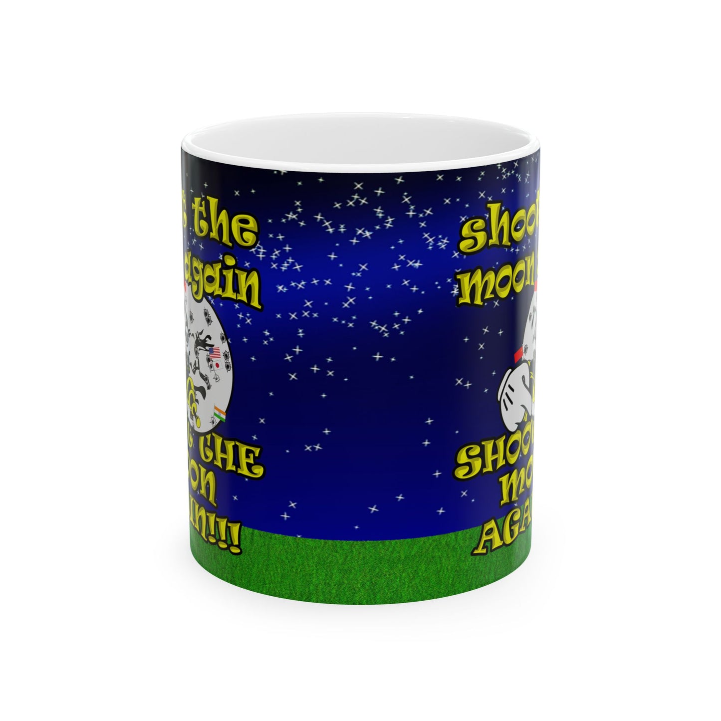 shoot the moon again - White Mug ('snoops' background)