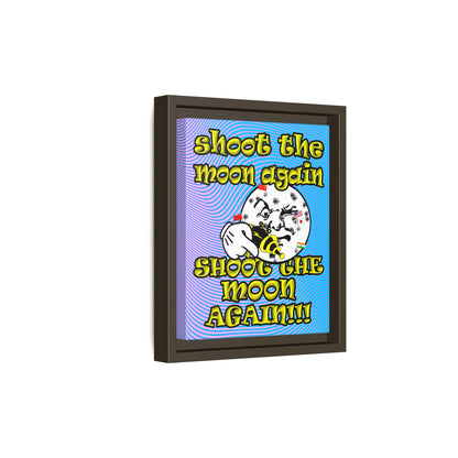 shoot the moon again - framed canvas art (light blue-purple wave)