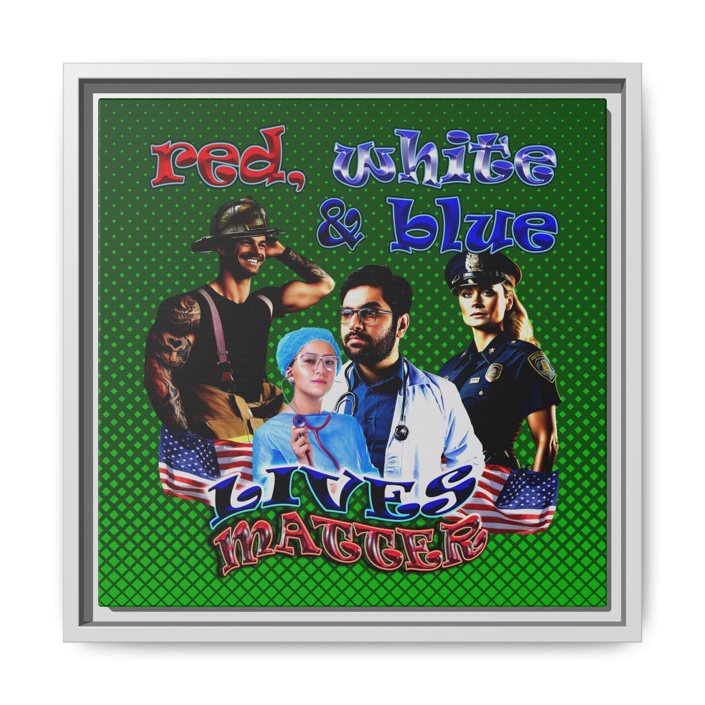 rw&b lives matter - framed canvas art (logo green)