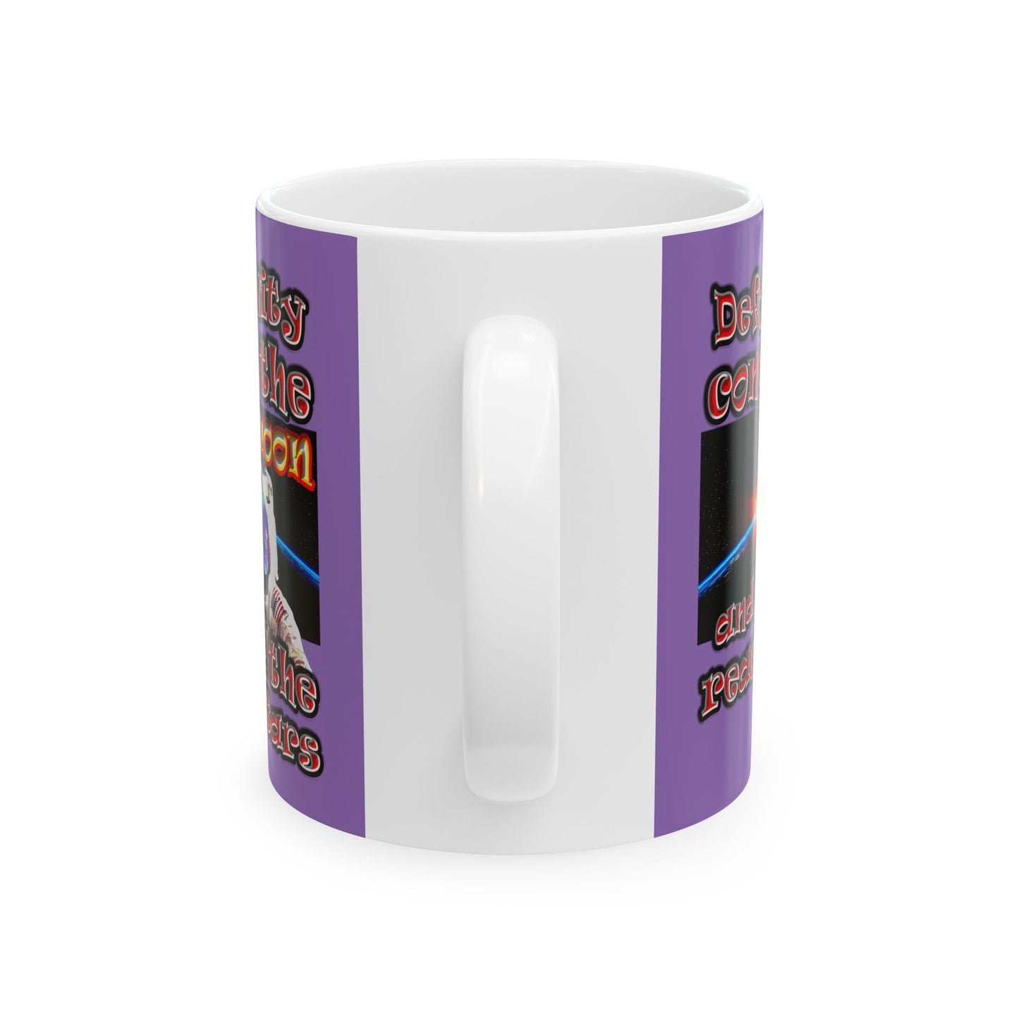 defy conquer reach - White Mug (light purple)
