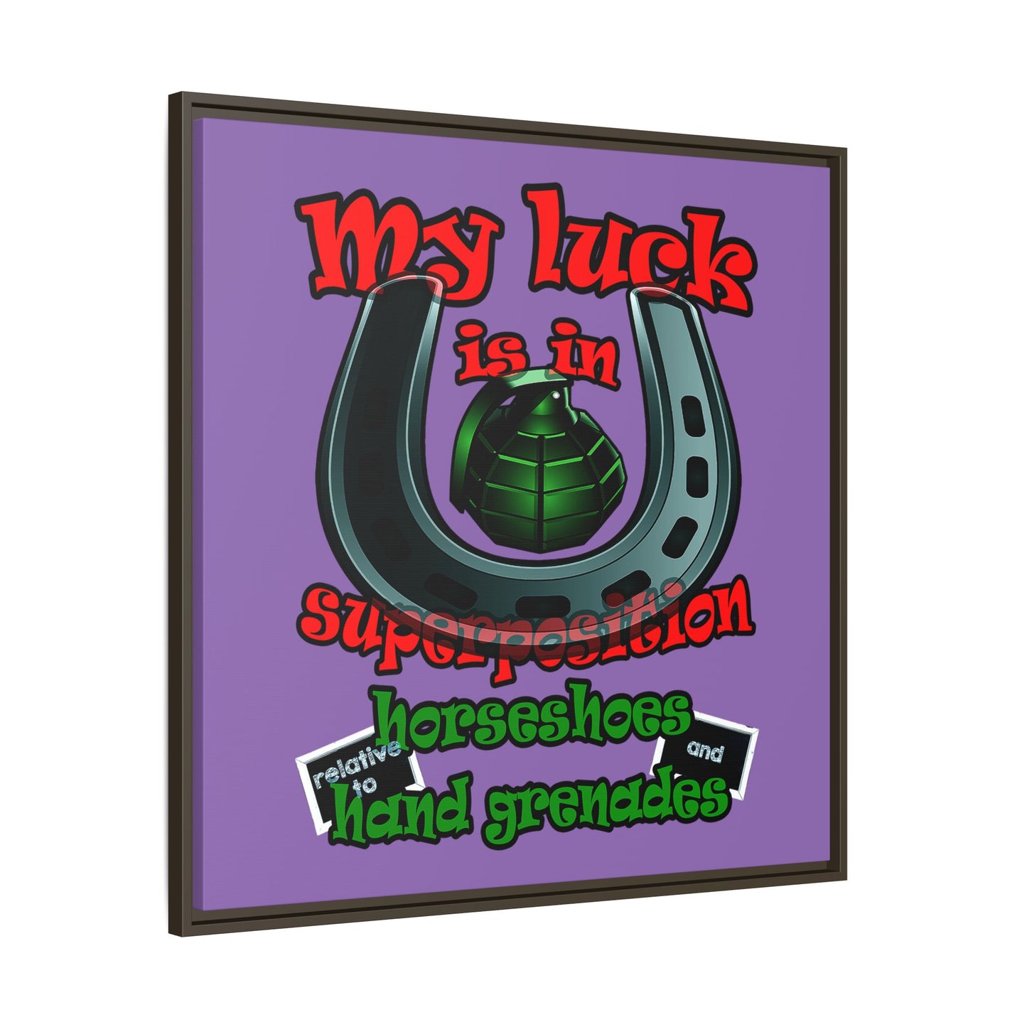 my luck - framed canvas art (light purple)