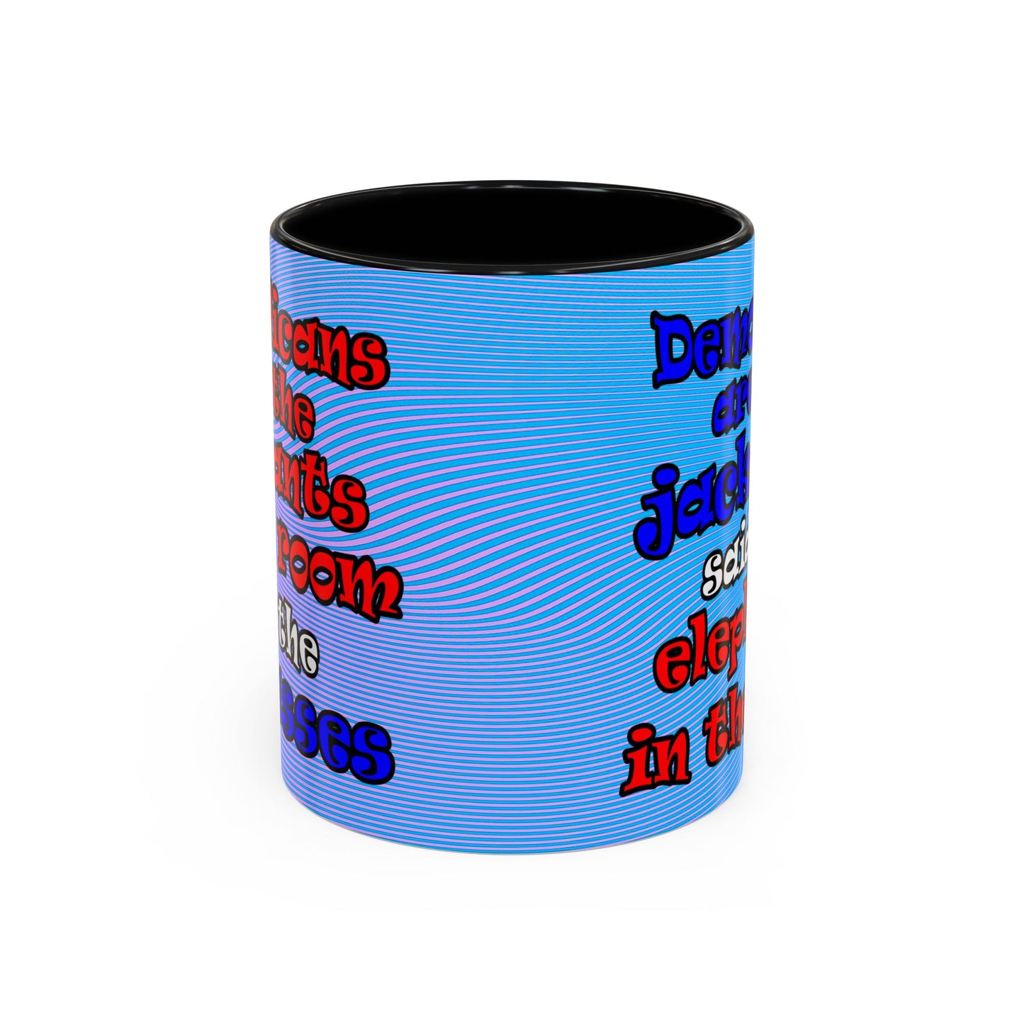 donkeys and elephants - Accent Mug (light blue-purple wave)
