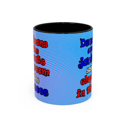 donkeys and elephants - Accent Mug (light blue-purple wave)