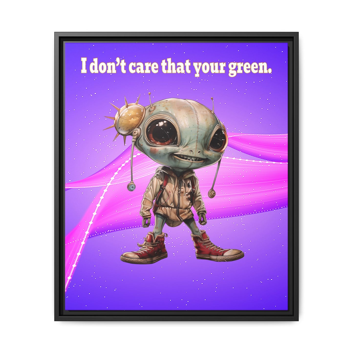 I don't care that your green - framed canvas art (purple-pink wave)