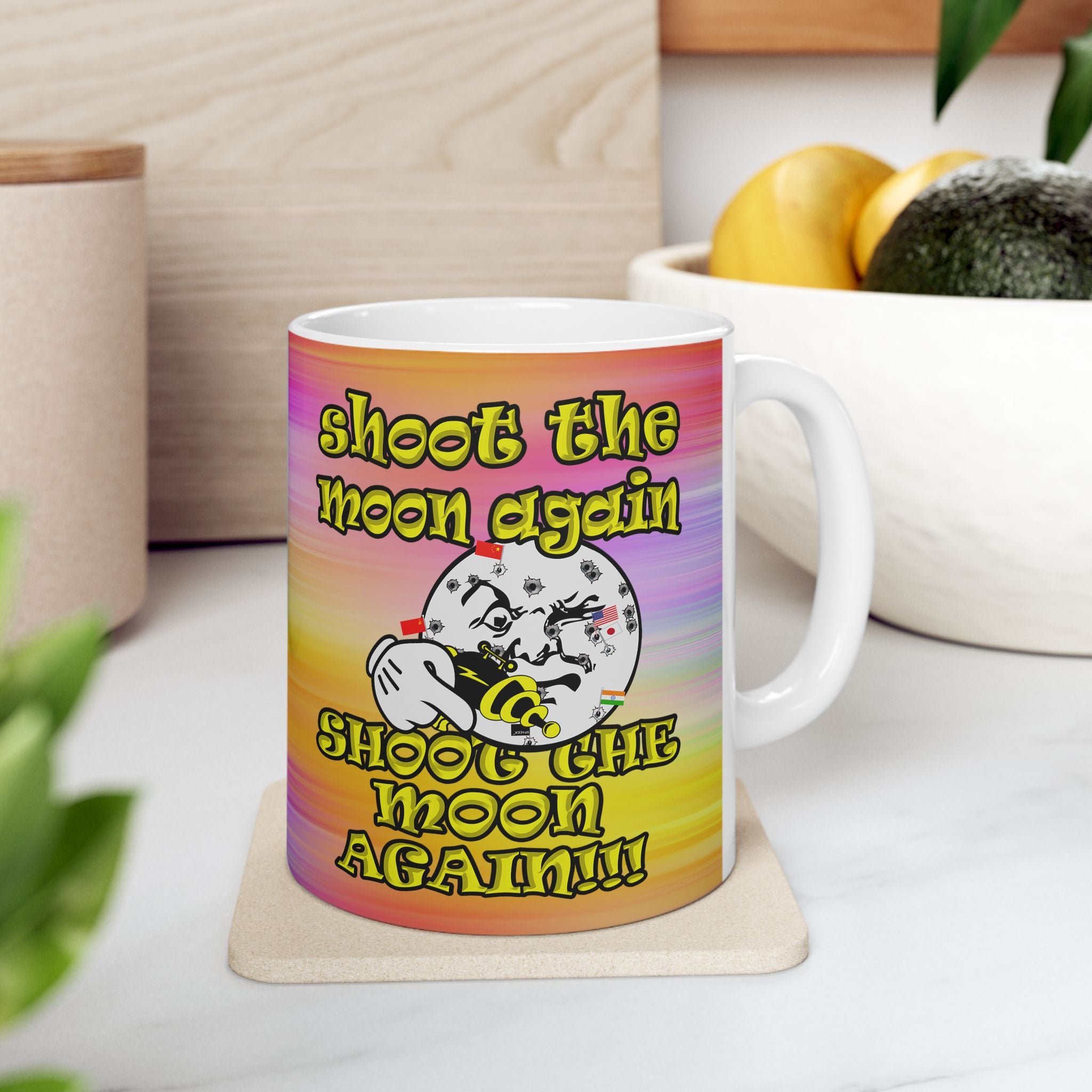 shoot the moon again - White Mug (color blur)