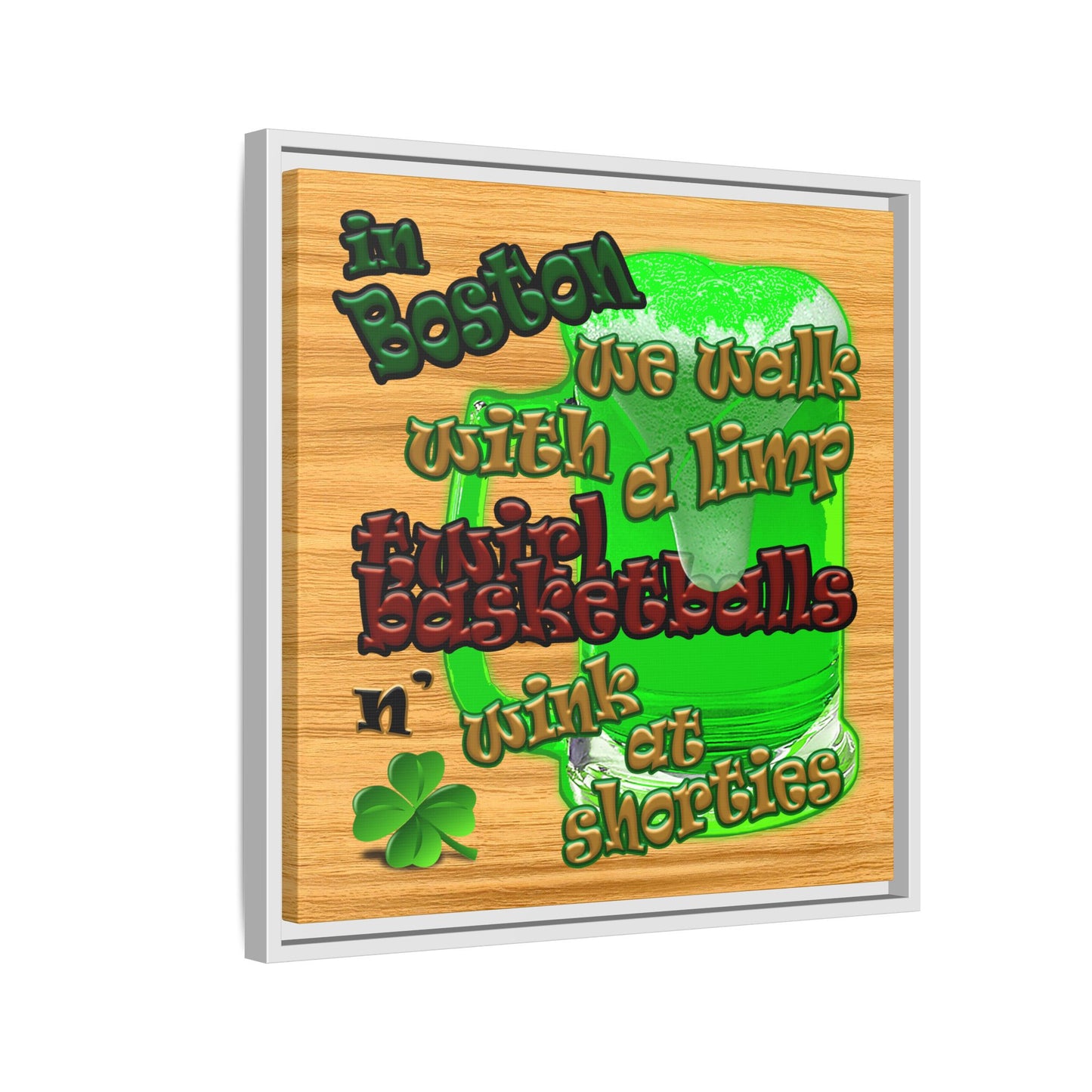 celtics logo - framed canvas art (butterscotch wood finish)