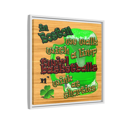 celtics logo - framed canvas art (butterscotch wood finish)