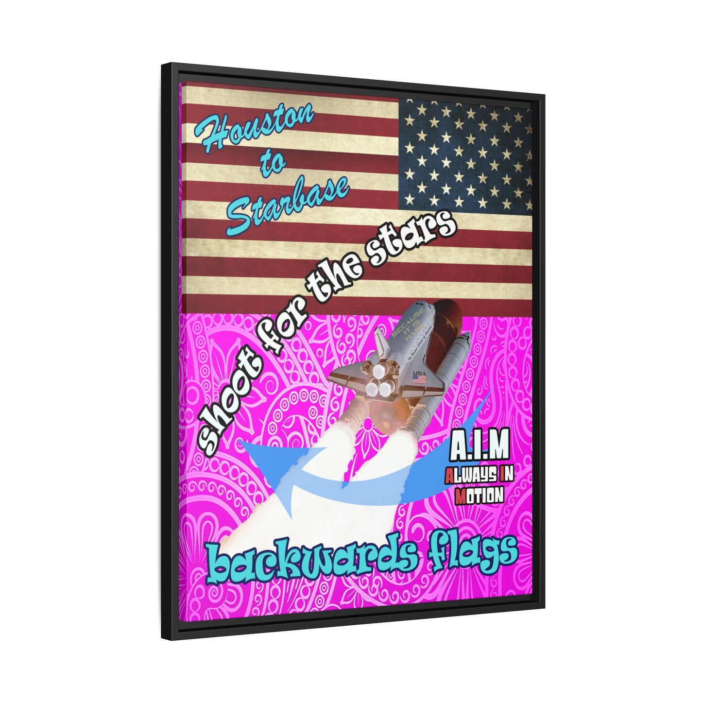 shoot for the stars - framed canvas art (pink swirl)