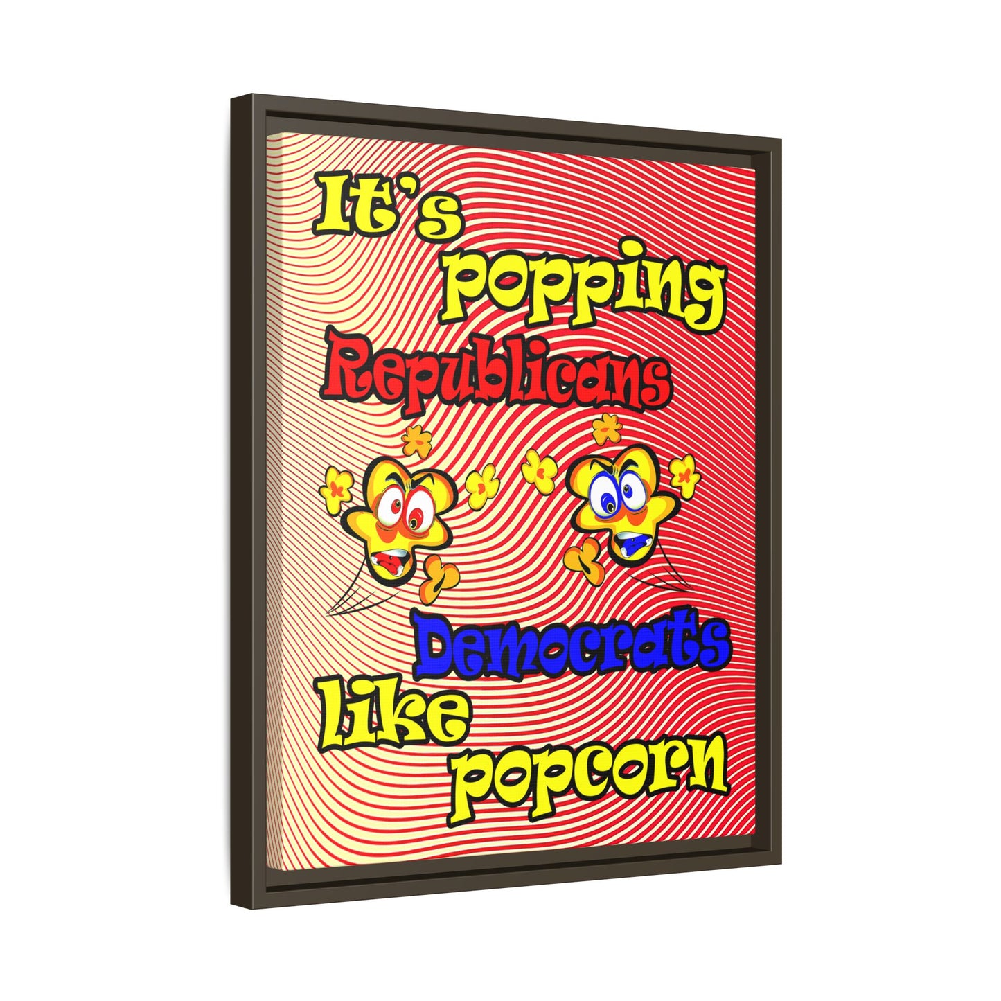 popping like popcorn - framed canvas art (yellow-orange wave)