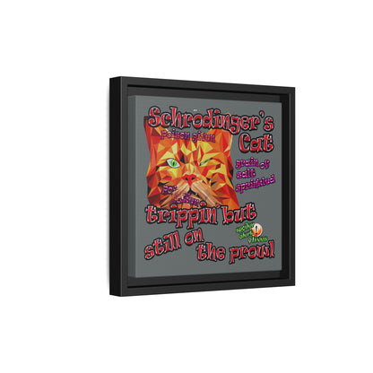 schrodinger's cat - framed canvas art (dark grey)