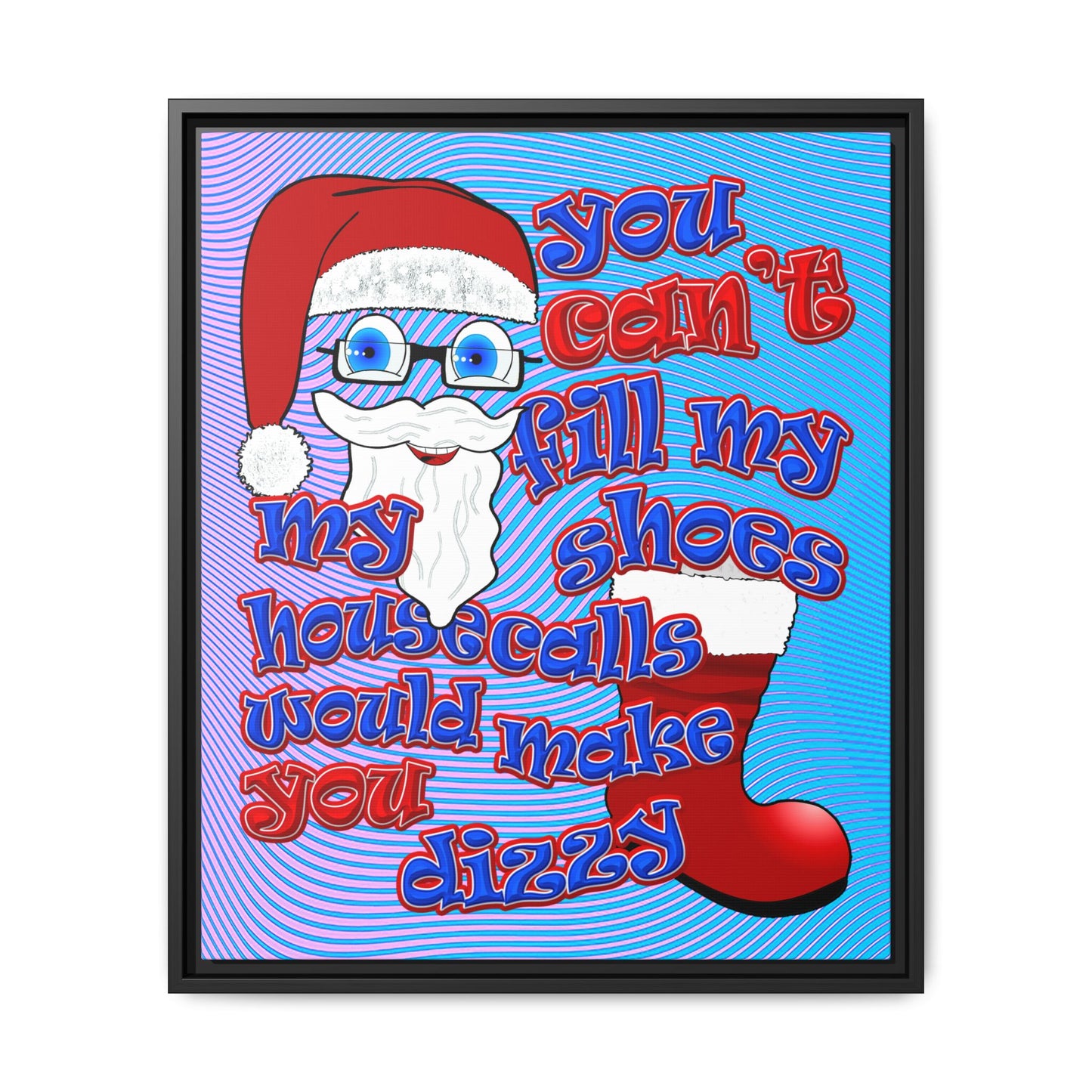 santa's shoes - framed canvas art (light blue-purple wave)