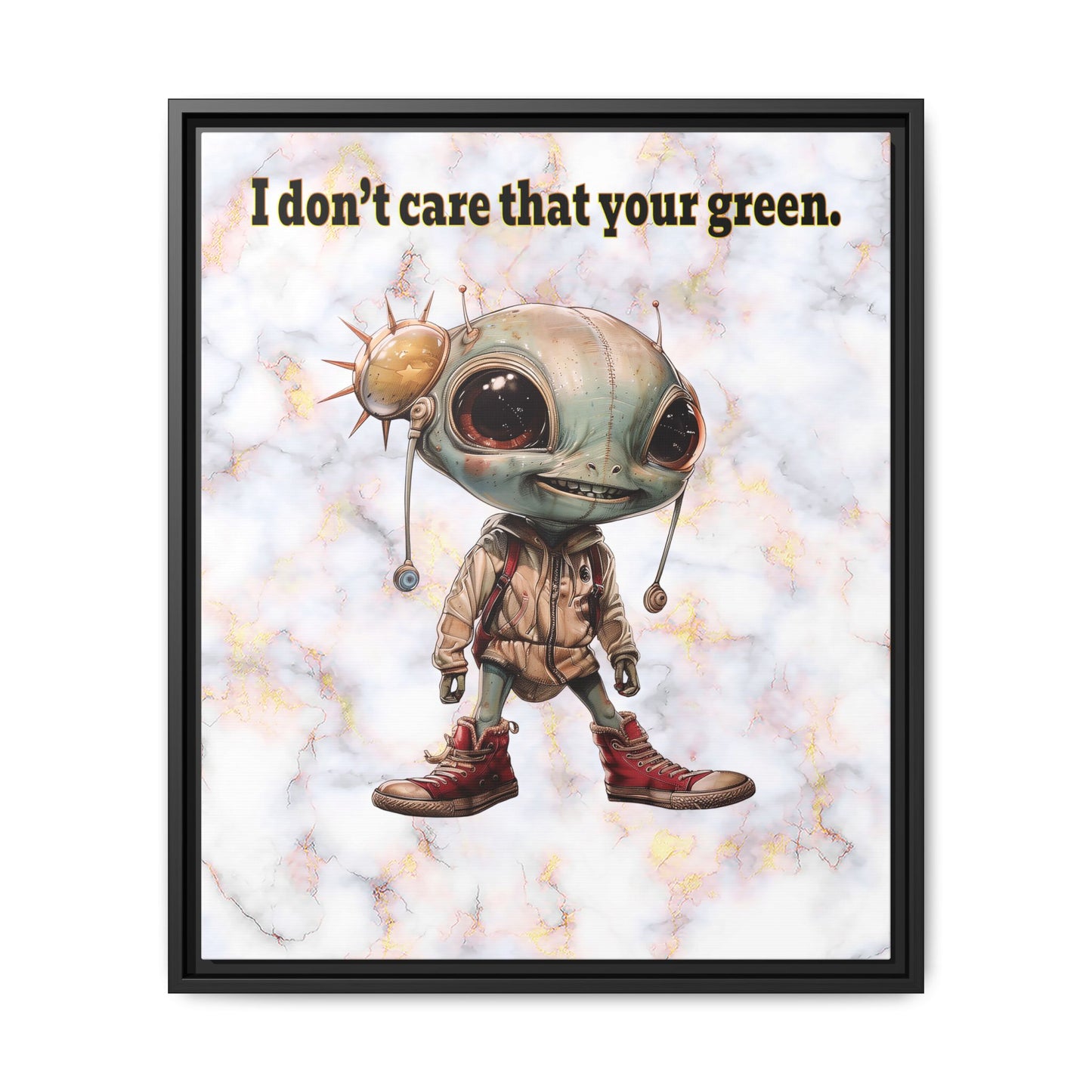 I don't care that your green - framed canvas art (white marble)