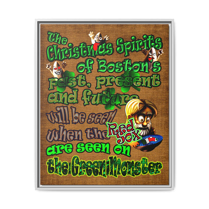 christmas spirits of boston - framed canvas art (brown papyrus)