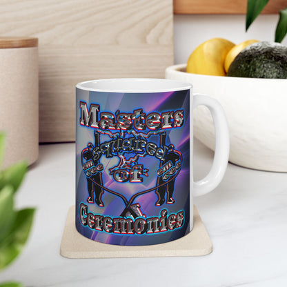em cee squared - White Mug (grey-pink wave)